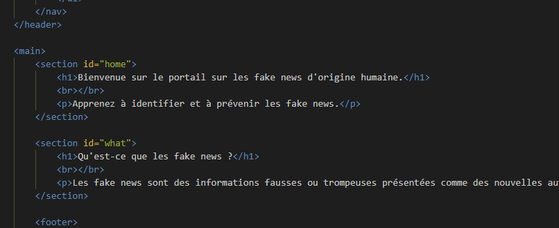 Image de notre code HTML